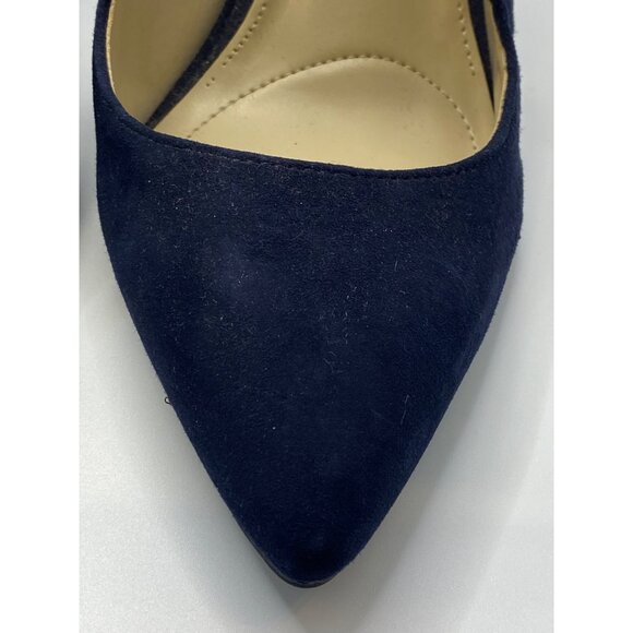 Jones New York Navy Blue Suede Cutout Heels With Back Zipper Size 8 Womens Shoes - Picture 7 of 14